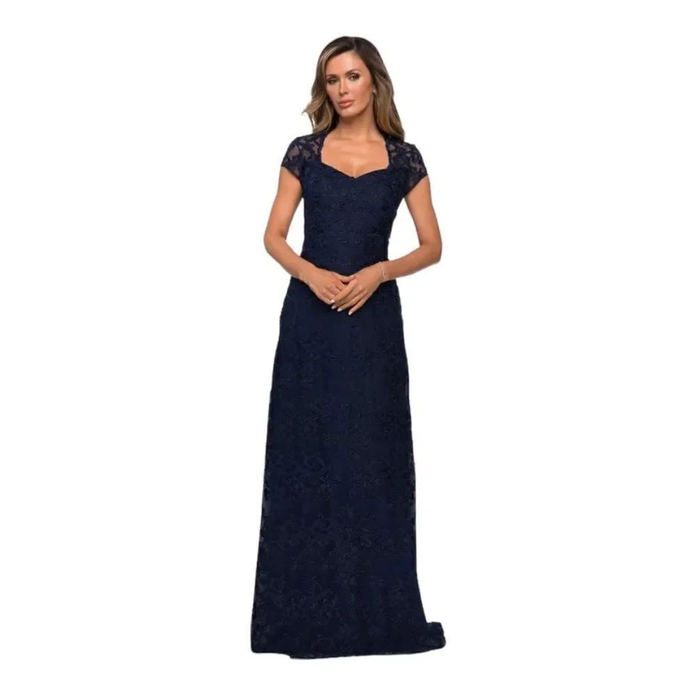 La Femme Cap Sleeve Floral Gown Sweetheart Neckline floral evening dress 16 NWT.